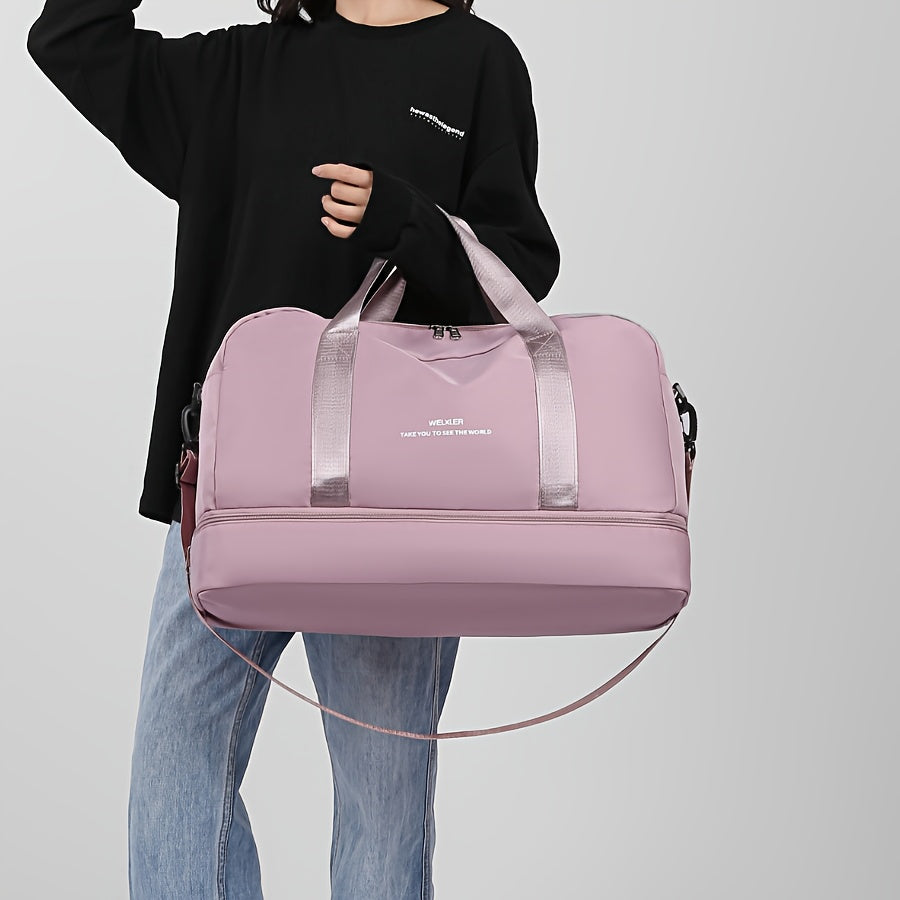 Nylon Travel Duffel Bag Set with Adjustable Straps Shoes Electronics Wet Dry Separation for Gym Beach Business