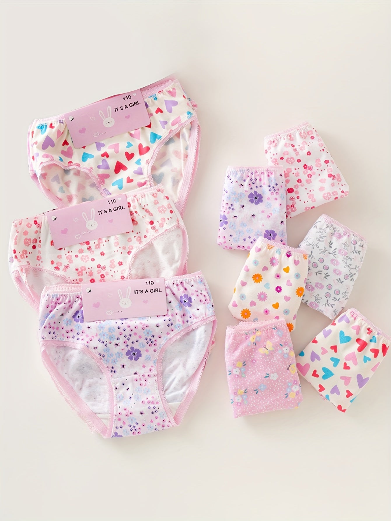 6 dona qizlar uchun gullar bilan bezatilgan yorqin pushti rangdagi paxta ichki kiyimlari, yumshoq, qulay, nafas oladigan dantel uchburchak ichki kiyimlari, qiz yoki nabira uchun mukammal sovg'a.