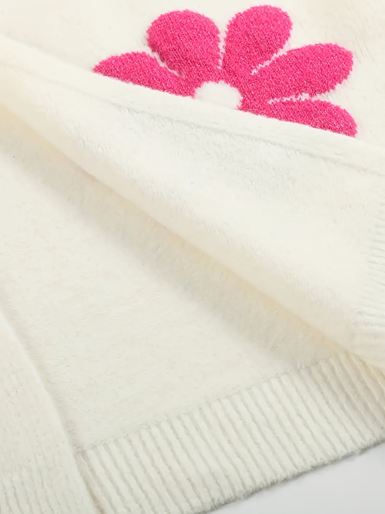 Women's Floral Jacquard V-Neck Cardigan Casual Loose Midi Lantern Sleeve Sweater