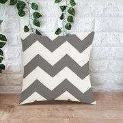 Herringbone Striped Polyester Throw Pillow Cover Double-Sided Zipper 44x45cm Beige Gray White