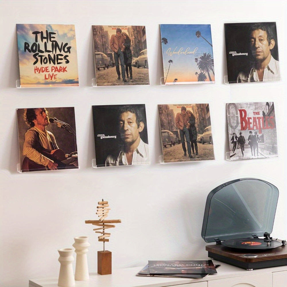 Vinil Qaytarmalar Uchun Devorga O'rnatiladigan Stend To'plami 4, 6 va 8 Dona, 10.16 sm Vinil Qaytarmalar Uchun Shaffof Akril Stend, Yotoqxona, Oila Xonasi, Do'kon va Uy Dekoratsiyasi Uchun Zamonaviy Ko'rsatish va Albom Ramkasi