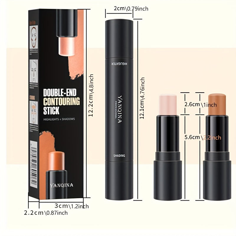 2 Pack Contour Stick Makeup Set Concealer Highlighter with Squalane
