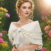 Luxury Three-Layer Tassel Bridal Shawl for Autumn Winter Weddings