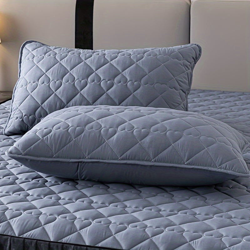 3 ta luks toʻqilgan shabada o'tkazuvchi, bir xil rangdagi yostiq qoplamali to'shak to'plami bilan to'shak qoplamasi to'plami