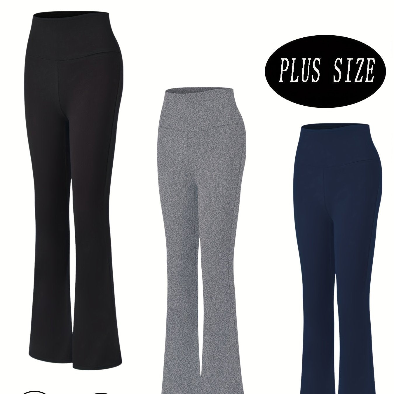 Plus Size Women's Soft High Waisted Flare Pants Leggings Tummy Control