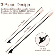 39-Inch Fire Poker with Wooden Handle for Fire Pits and Campfires