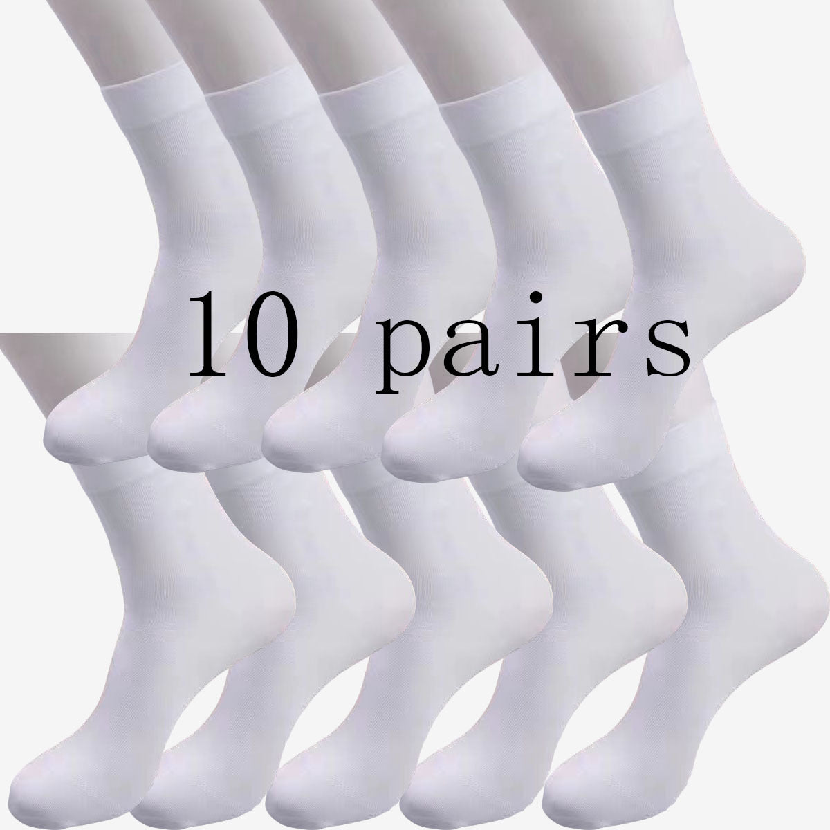 Men's Ultra-Thin Sweat-Wicking Mid-Calf Socks 10 Pairs Breathable Polyester Spandex