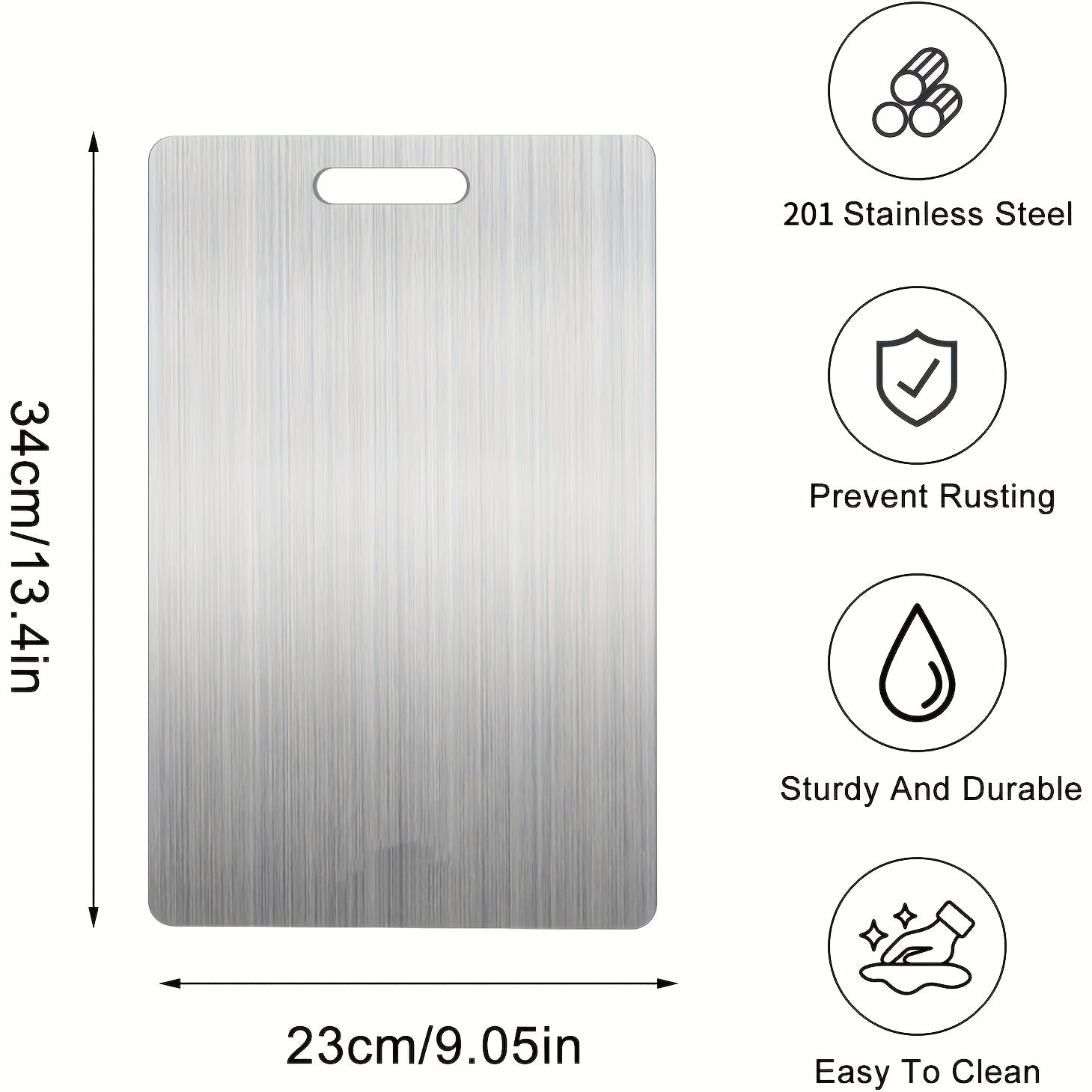 Stainless Steel Double-Sided Cutting Board for Food Prep and Dough Kneading
