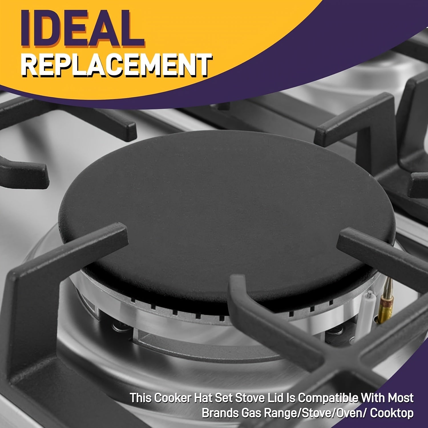 Set of 4 Gas Stove Burner Covers Oven Flame Cap Protectors for Kitchen Metal Burners