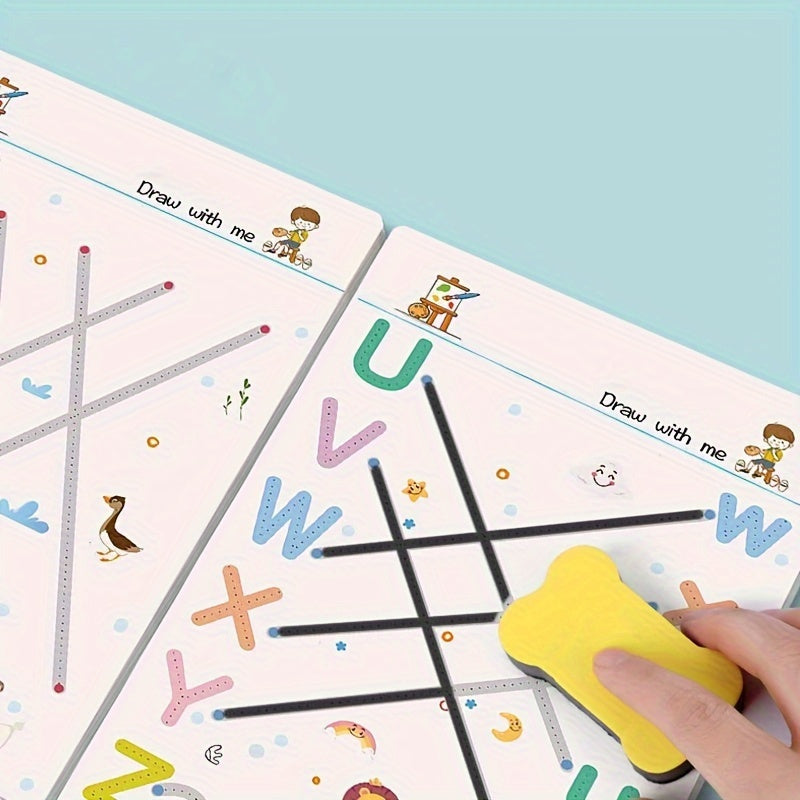 Children's Practice Notebook for Early Writing Number Letter Drawing Green 32 Pages