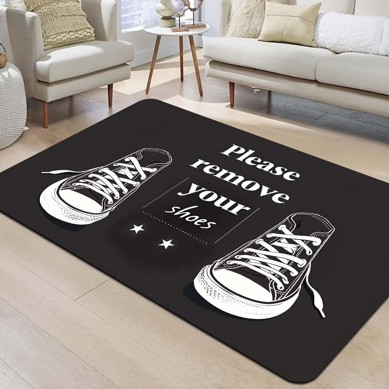 Polyester Doormat Set with Please Remove Your Shoes Design Non-Slip Machine Washable Indoor Home Decor