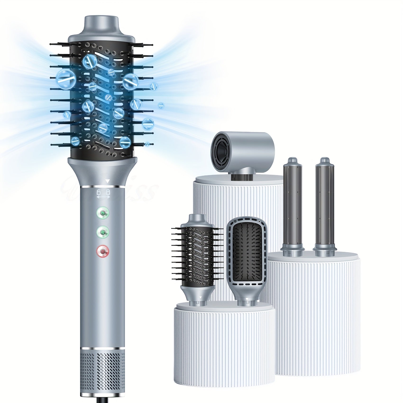 Secador de pelo con sistema de peinado de aire caliente de alta velocidad 5 en 1, 13000 RPM, cepillo de aire caliente, rizador, plancha, peine, volumizador