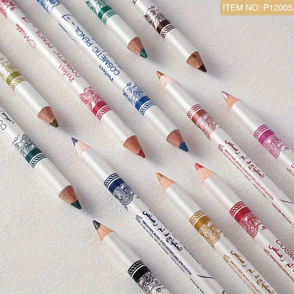 12Pcs Waterproof Colorful Eyeliner Pen Set Long-Lasting Shimmer Matte