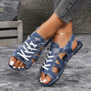 Women's Solid Color Cowboy Flat Sandals Casual Beach Slides