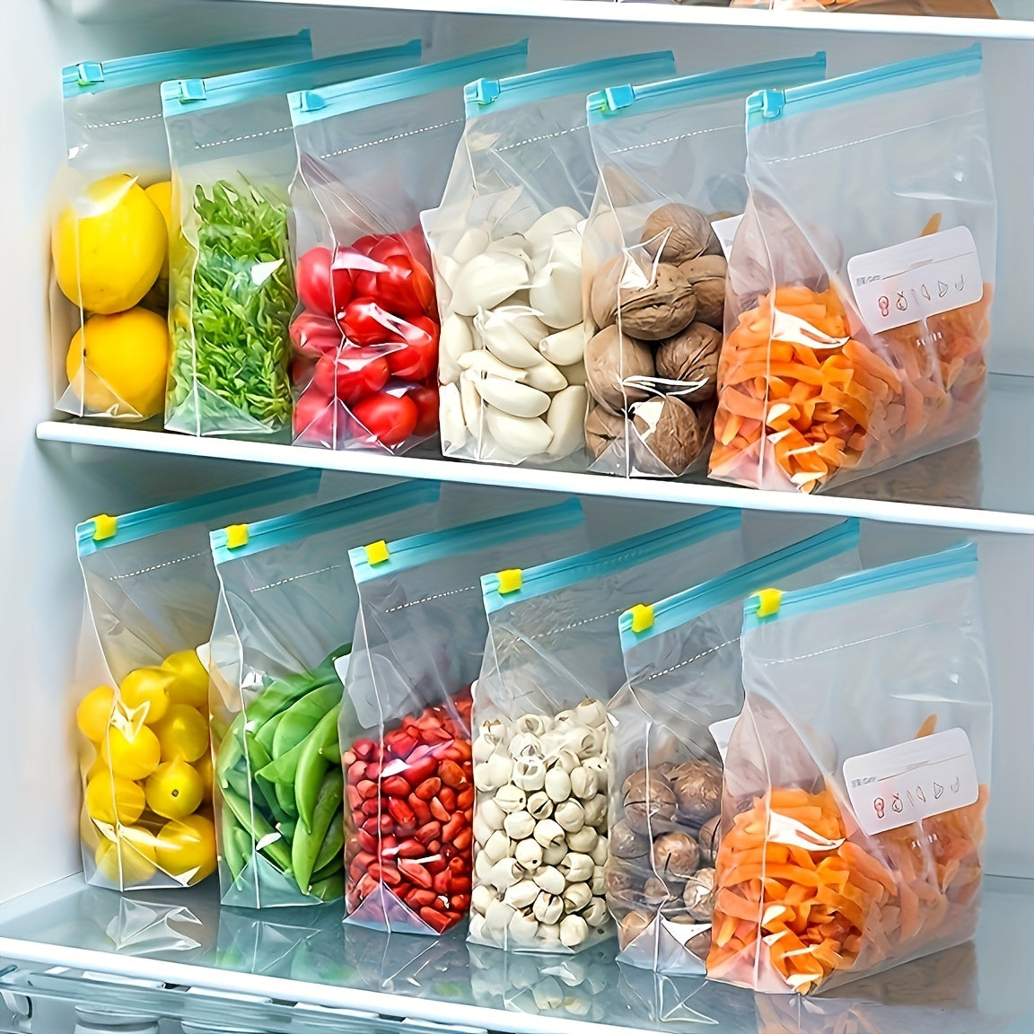 Set of 10 Reusable Food Storage Zipper Bags for Snacks and Dried Fruits