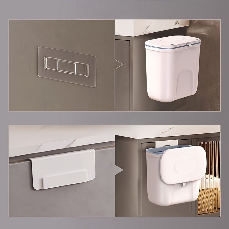 Hanging Trash Can with Lid for Bathroom Toilet and Diapers Plastic Waste Bin