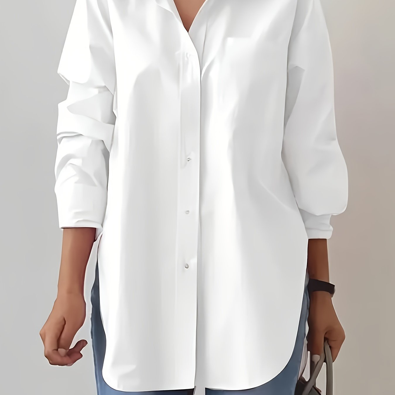 Women's Long Sleeve Polo Shirt Made of 100% Polyester Woven Fabric for Spring Summer Adult