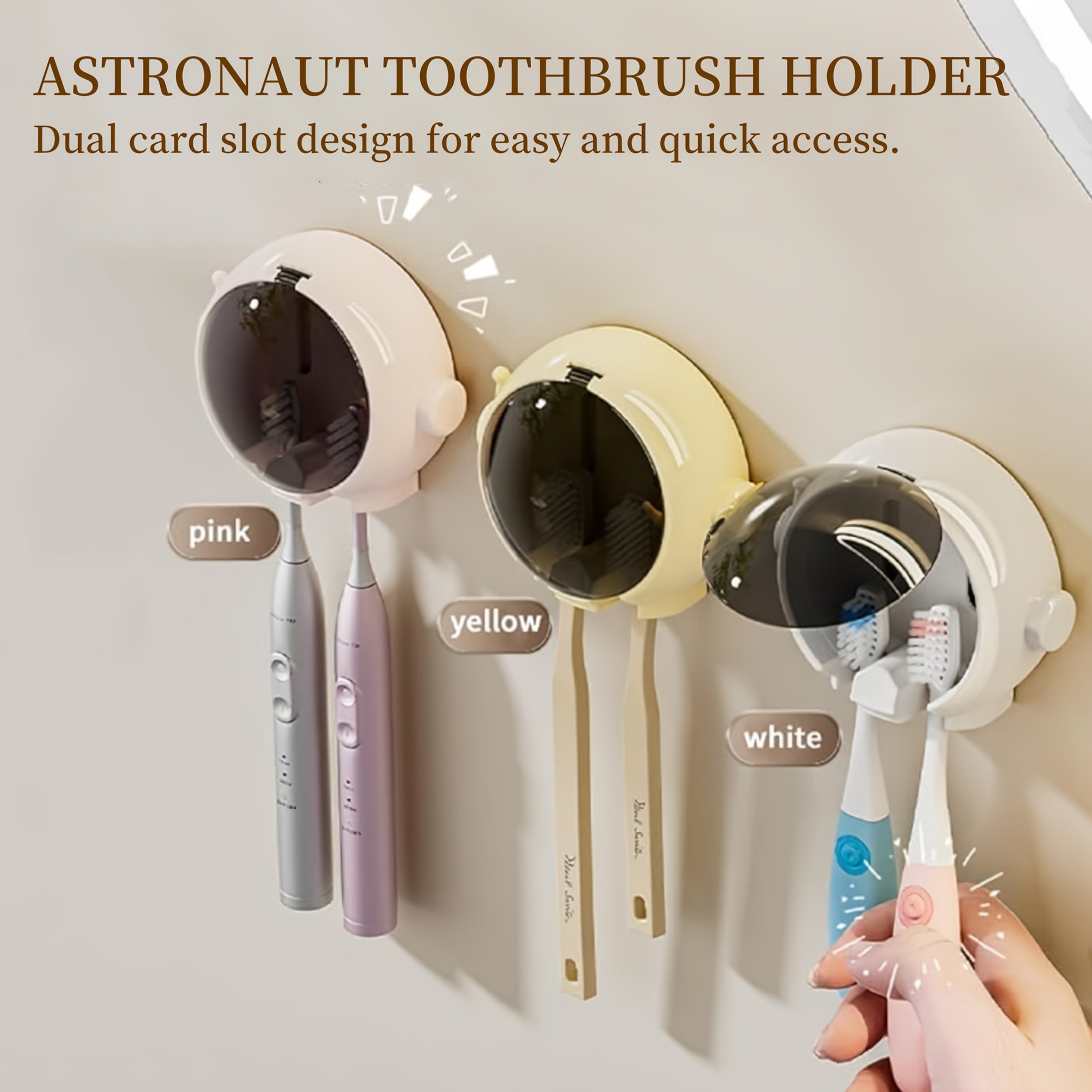 Wall-Mounted Electric Toothbrush Holder No-Drill Installation Hygienic Plastic Storage