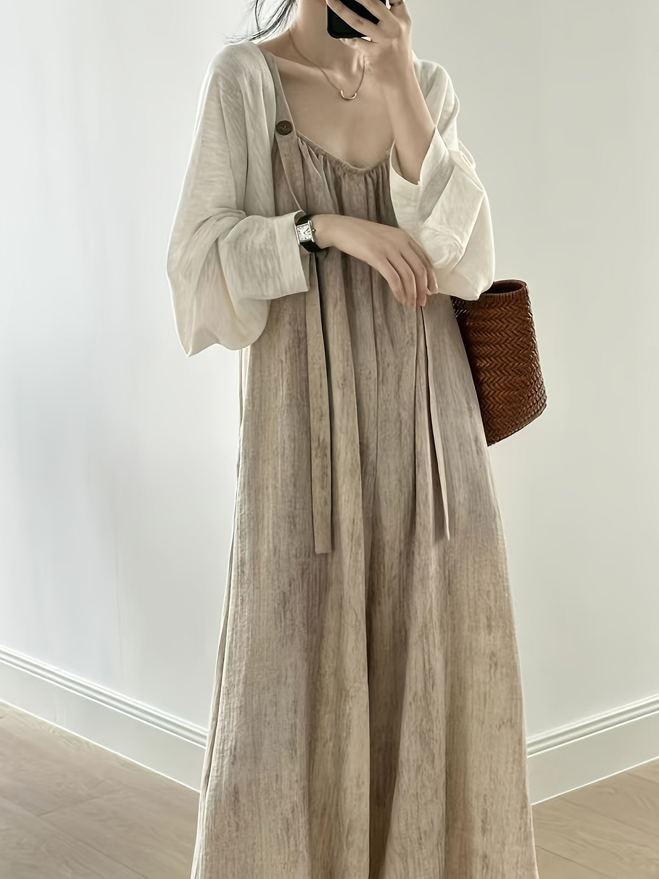 Mono de verano sin mangas de sistema de sal relajado para mujer