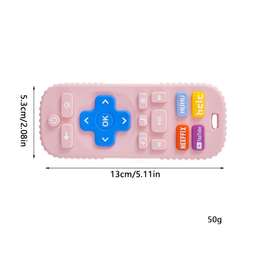 Yumshoq silikon tishlash o'yinchoq, pushti masofadan boshqarish dizaynida, tishlayotgan yosh bolalar uchun. Xavfsiz, mustahkam va tozalash oson. 0+ yoshdagi bolalar uchun mos.