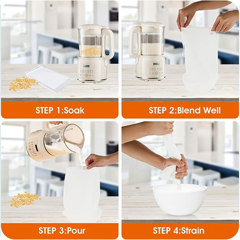 Set of 5 Fine Mesh Nut Milk Bags Reusable Strainers for Almond Milk Juice Coffee Tea