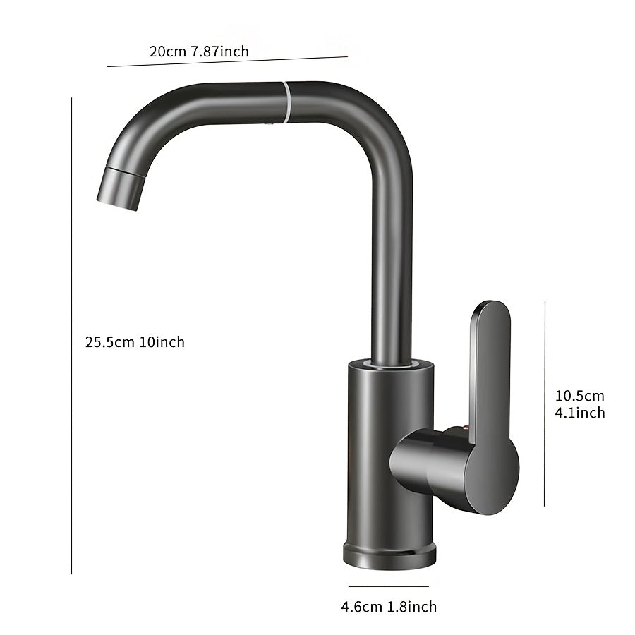 Modern 360° Swivel Kitchen and Bathroom Faucet Stainless Steel Brushed Finish Dual-Use Hot Cold Water Mixer