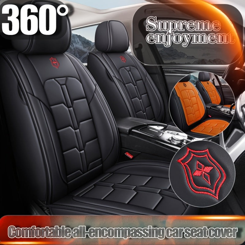 Полные чехлы на автомобильные сиденья для седанов и внедорожников на 5 мест Искусственная кожа Устойчивая к пятнам Легко очищается
