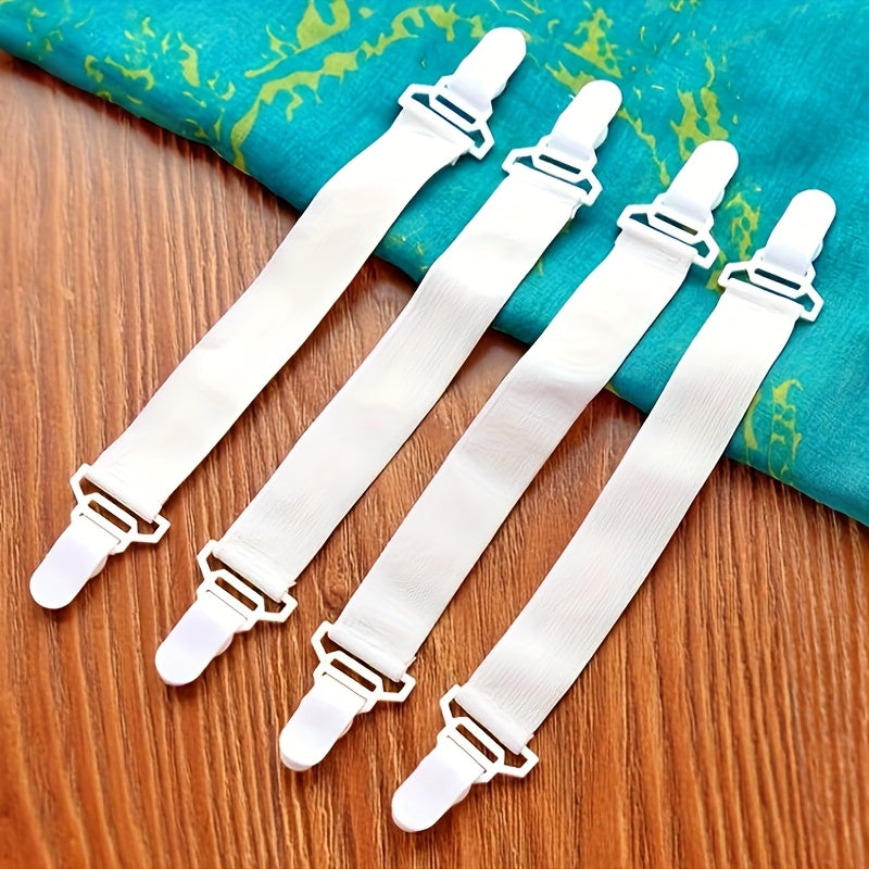 Set of 4 Adjustable Nylon Bed Sheet Straps with Non-Slip Buckles