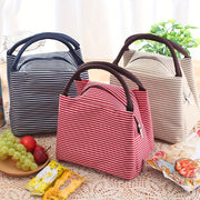 Insulated Lunch Tote with Striped Design, Oxford Cloth, Easy-Clean Aluminum Lining