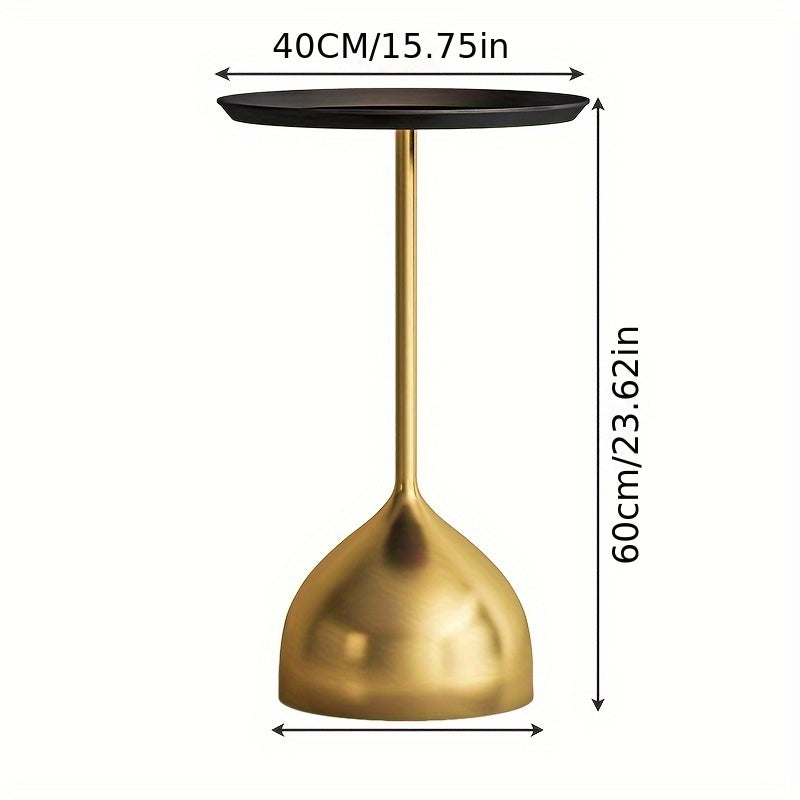 Black Metal Coffee Table Round Small Space Living Room Balcony Corner Easy Assembly