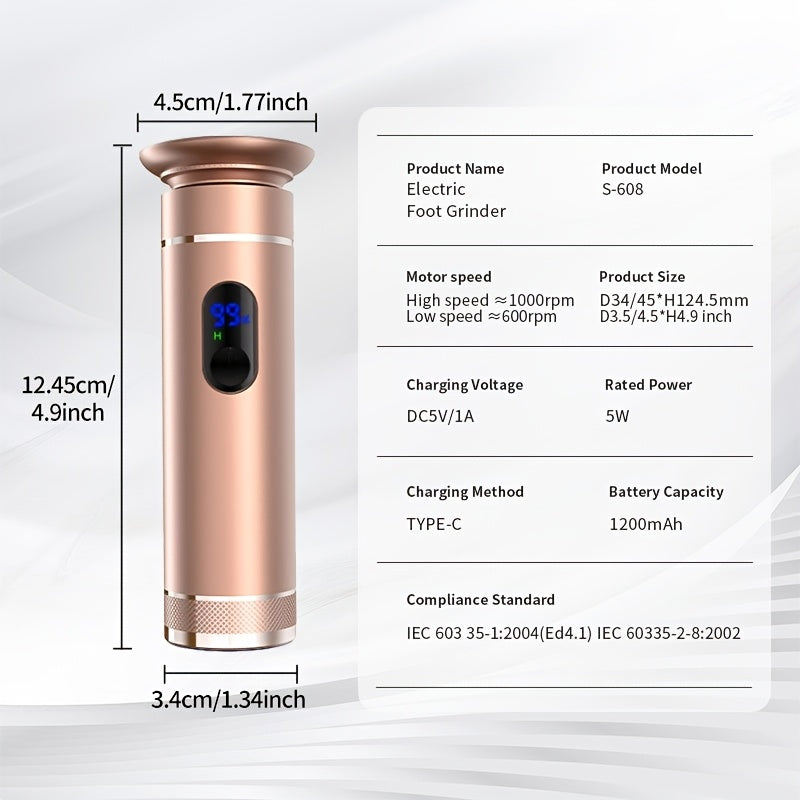 Rechargeable Electric Foot Grinder Callus Remover Dead Skin Remover USB Battery