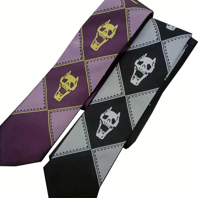 Anime JoJo Skull Head Necktie Purple Black Green Gift for Men