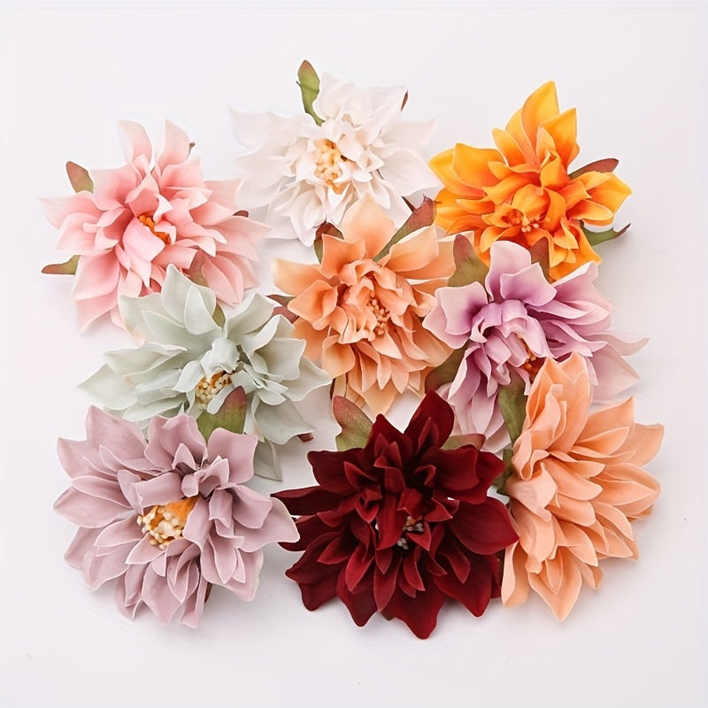 10 Handmade Chrysanthemum Silk Flower Heads for DIY Wedding Party Decor