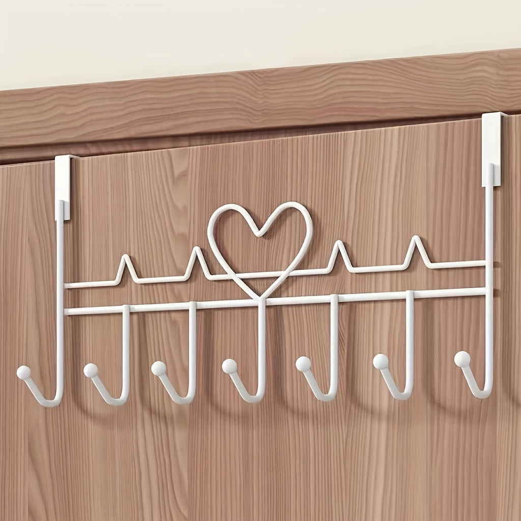 Black Metal Wall Hook Organizer with Decorative Hooks for Coats Hats and Home Storage