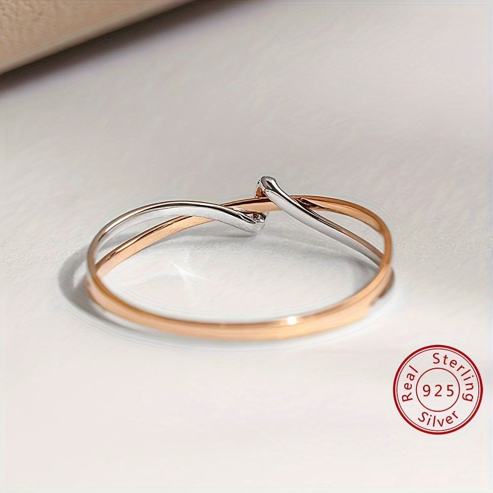 Sterling Silver Rose Gold Ring with Zirconia for Women and Gift