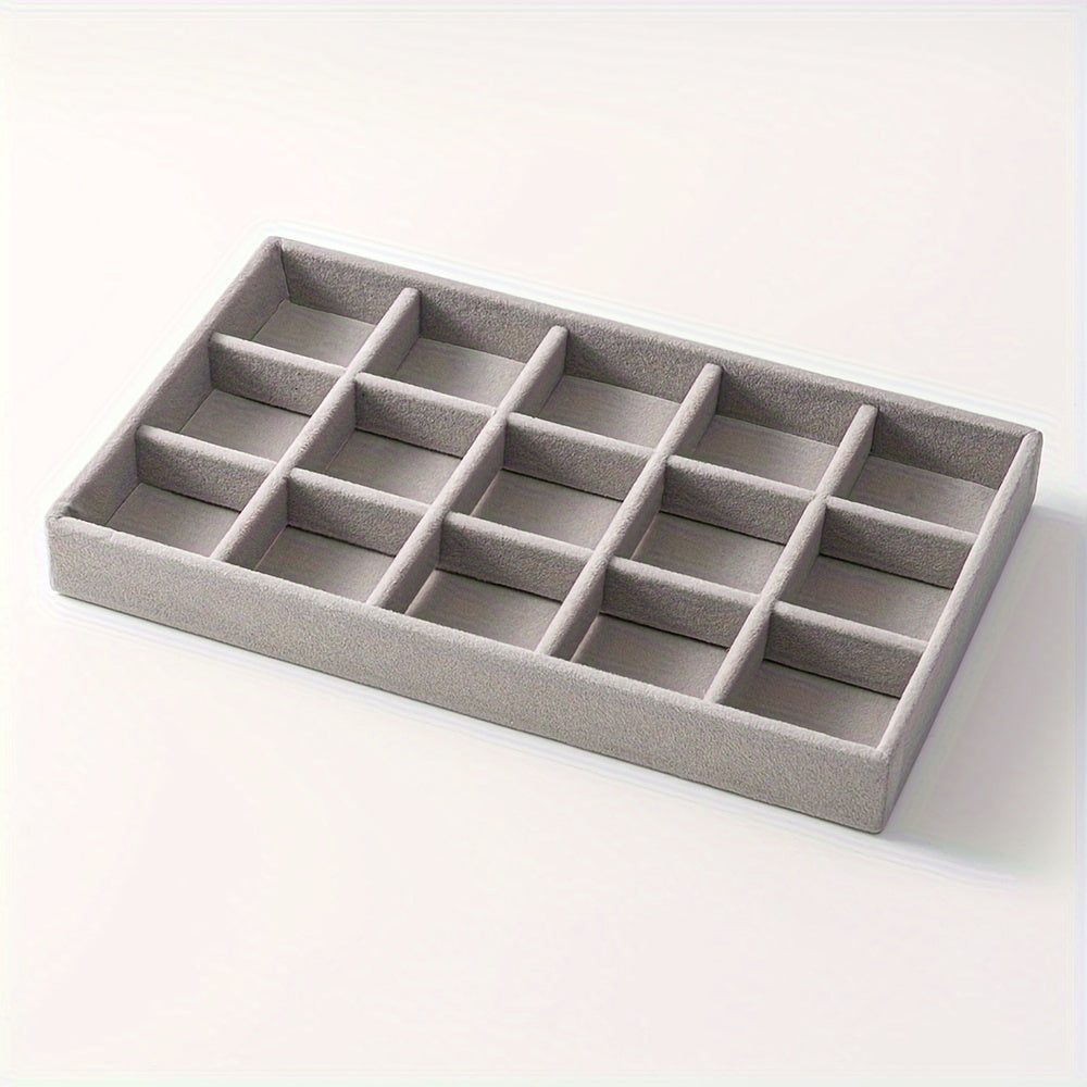 Nylon Light Grey Jewelry Tray 21x12.5cm Mini Ring Storage Box for Travel and Home