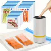 Handheld Vacuum Sealer USB Rechargeable with 800mAh Battery and 10 Food Storage Bags