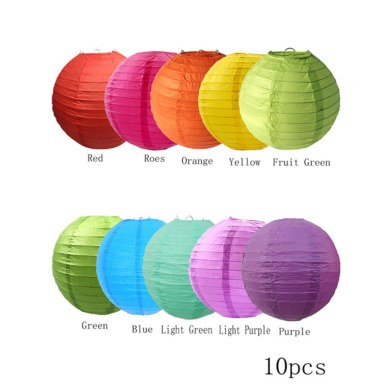 10 Festive 7.9 Inch Paper Lanterns in Assorted Colors for Holidays and Celebrations