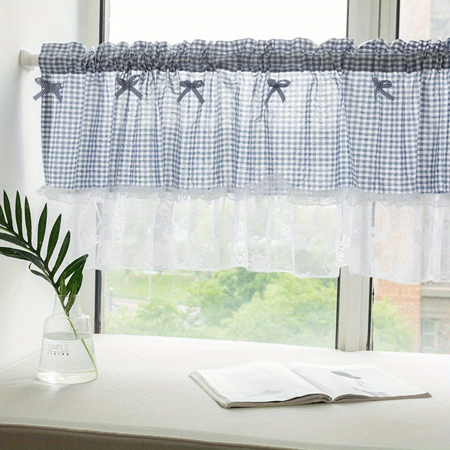 Cortina de estilo pastoral romántico con cuadros para cafetería para ventanas de cocina o restaurante