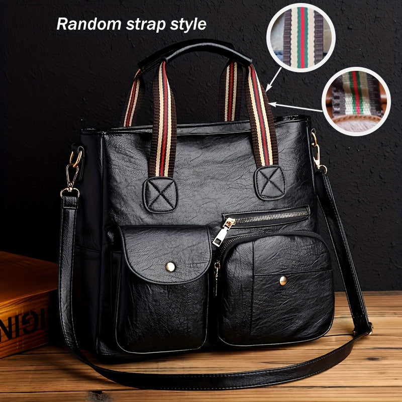 PU Crossbody Bag for Women with Multiple Pockets Lightweight Zipper Closure Removable Strap