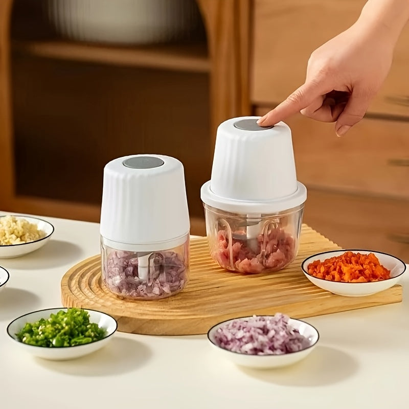 Mini Kitchen Garlic Press Chopper USB Rechargeable Electric Food Processor 3-in-1