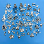 50pcs Halloween Spider Web Charms Pendants Zinc Alloy Antique Silvery Jewelry Making Accessories