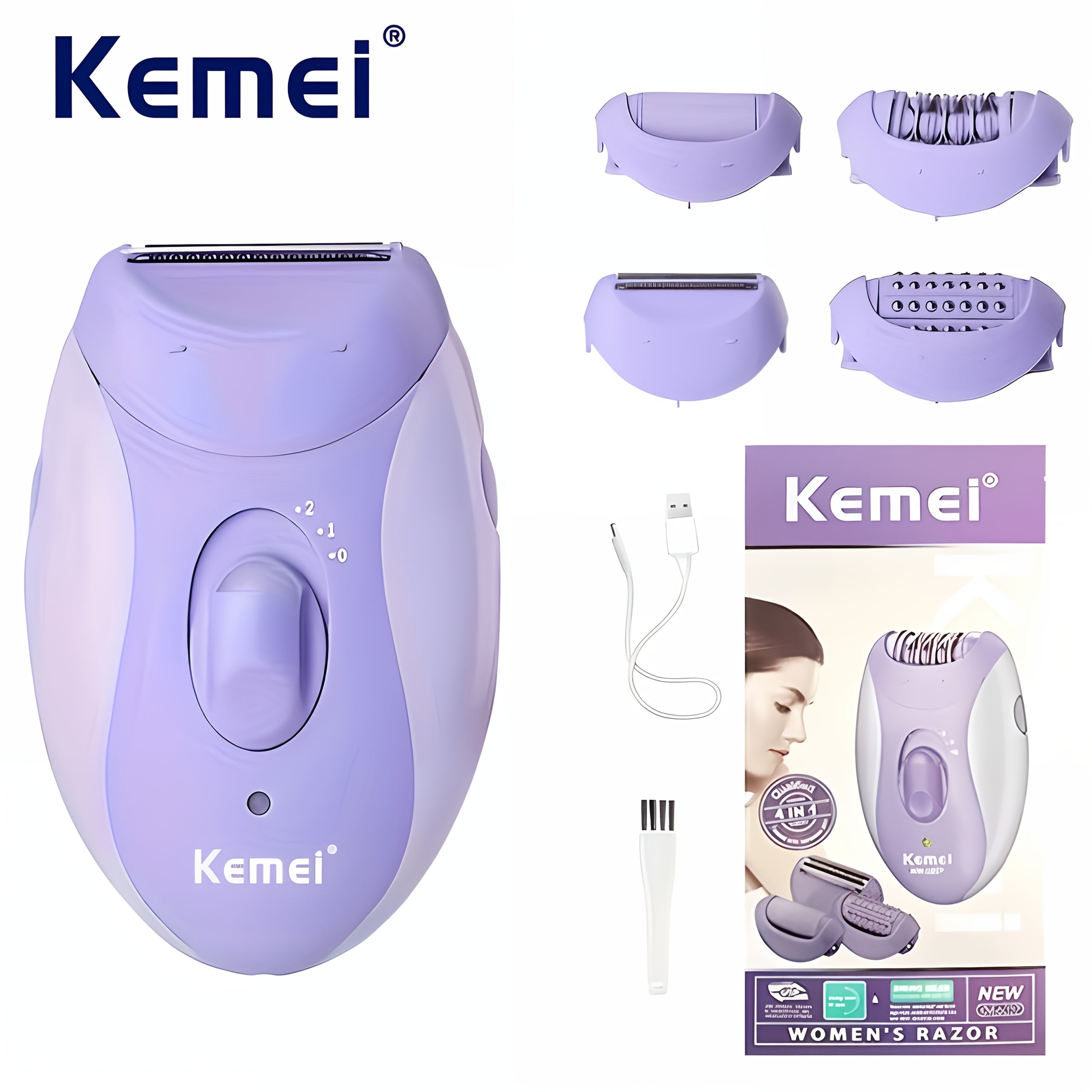 Six-Piece Rechargeable Hair Removal Kit with Shaver Facial & Bikini Trimmer