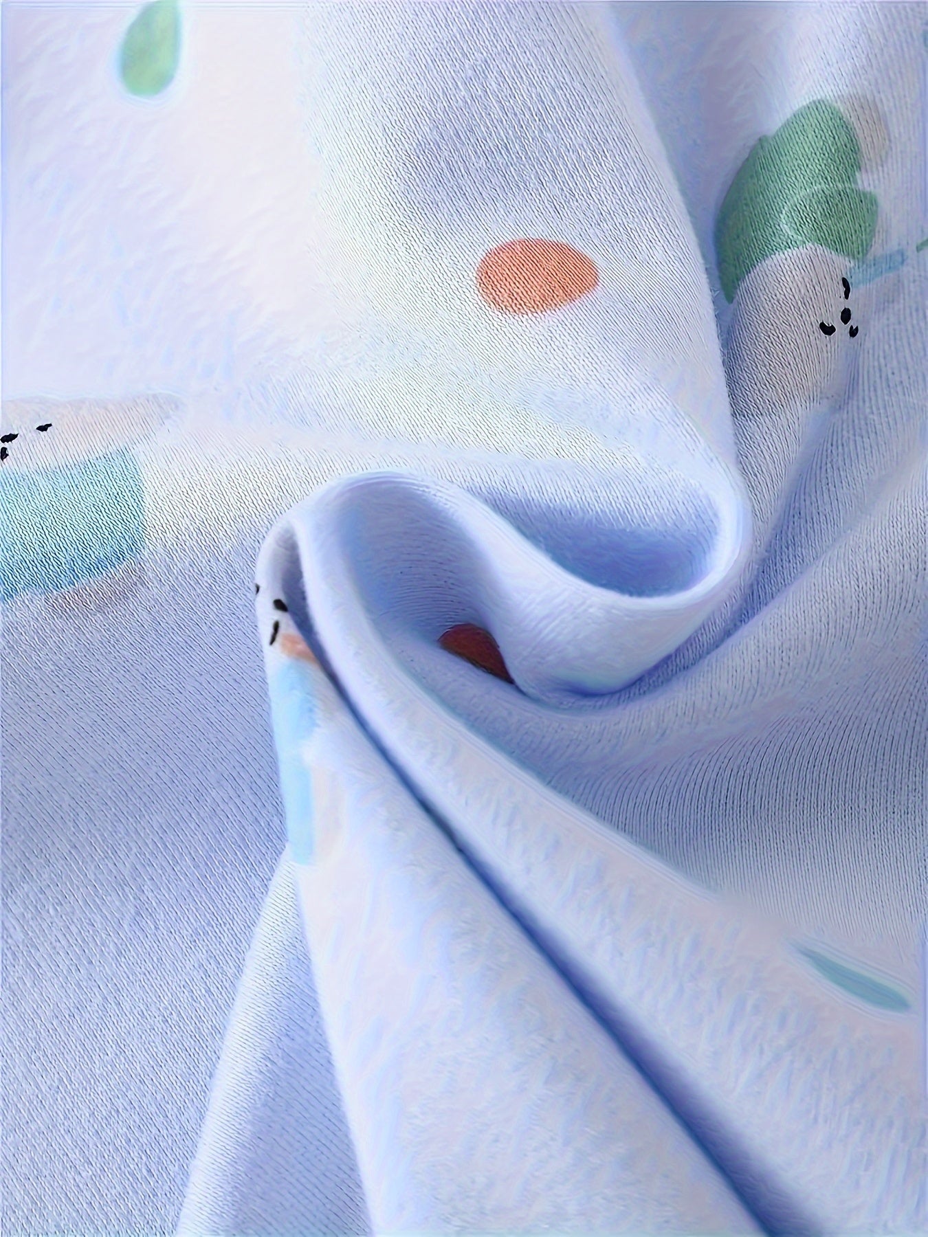 Baby Girl Cotton Clothing Set 7-Piece with Bear and Rabbit Cartoon All Over Print