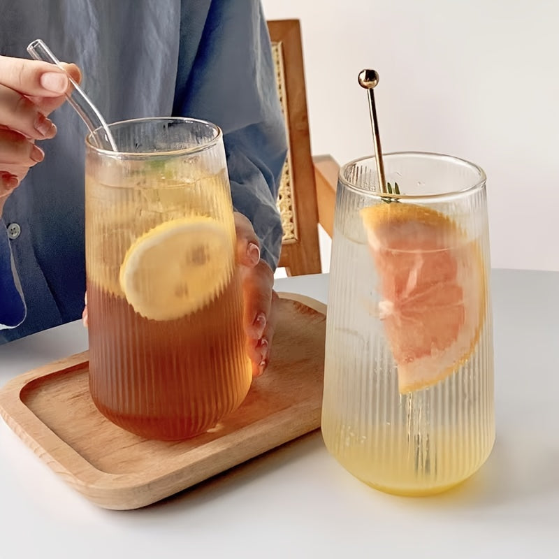 Striped Borosilicate Glass Cup for Drinks Home Office Restaurant