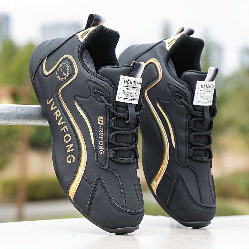 Men's Casual Skate Shoes Solid Color Low Top Lace-Up Breathable Fabric Insole PU Sole