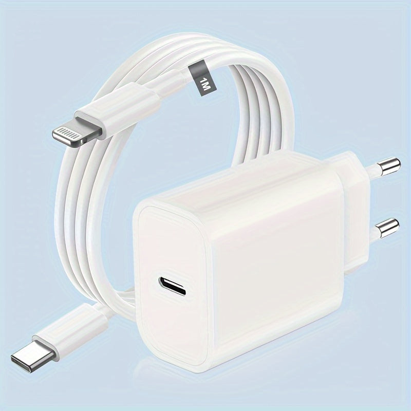 10W USB-C tez zaryadlovchi uchun iPhone iPad Android Yevropa rozetkasi Oq Sayohatga tayyor