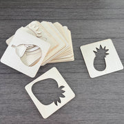 20pcs Wooden Hollow Painting Templates for Doodling and Coloring Animal Fruit Patterns