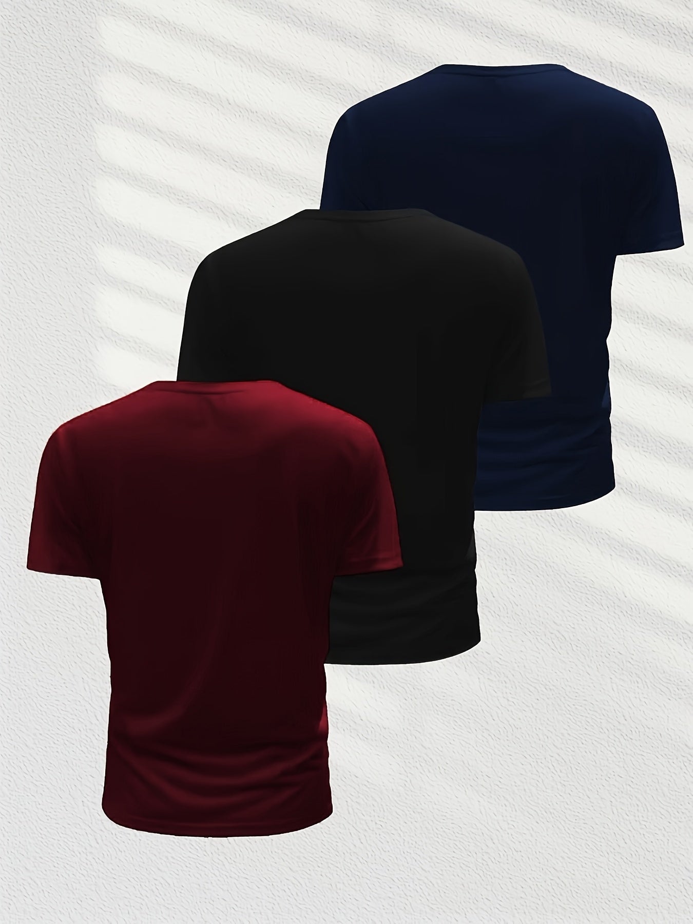 3-Pack Men's Crew Neck T-Shirts with Paris Print and Alphabet Pattern Polyester Knit Medium Stretch Regular Fit