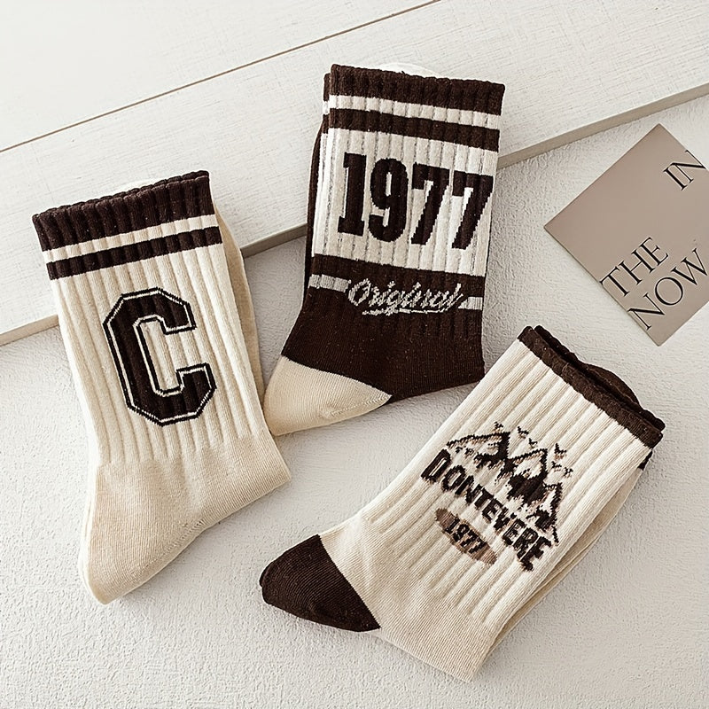 5 pares de calcetines retro de tendencia para hombre, hasta la mitad de la pantorrilla, transpirables, de poliéster, para fitness y deportes al aire libre